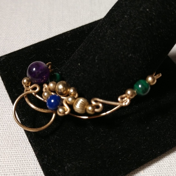 Vintage Ear Cuff Jewelry - Vintage Ear Cuff Gold Tone Earring with Beads